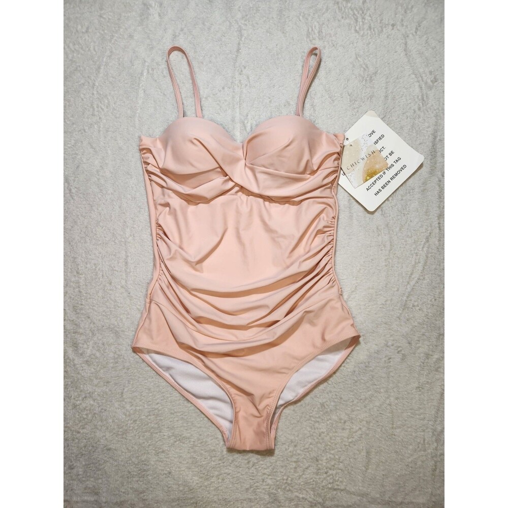 Chicwish Women's L Ruched Sweetheart One Piece Swimsuit Adjustable Strap Lined